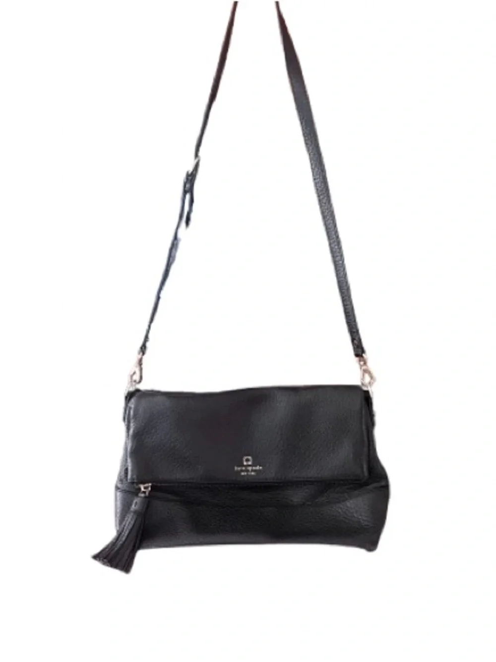 Kate Spade Black Pebbled Leather Cobble Hill Marsala Crossbody Clutch Bag